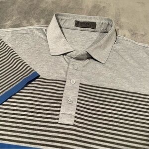G/FORE Polo Shirt Mens Large Gray Blue Colorblock Gold Performance Stretch